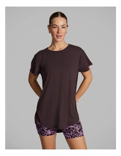 Relaxed Longline Tee in Chestnut