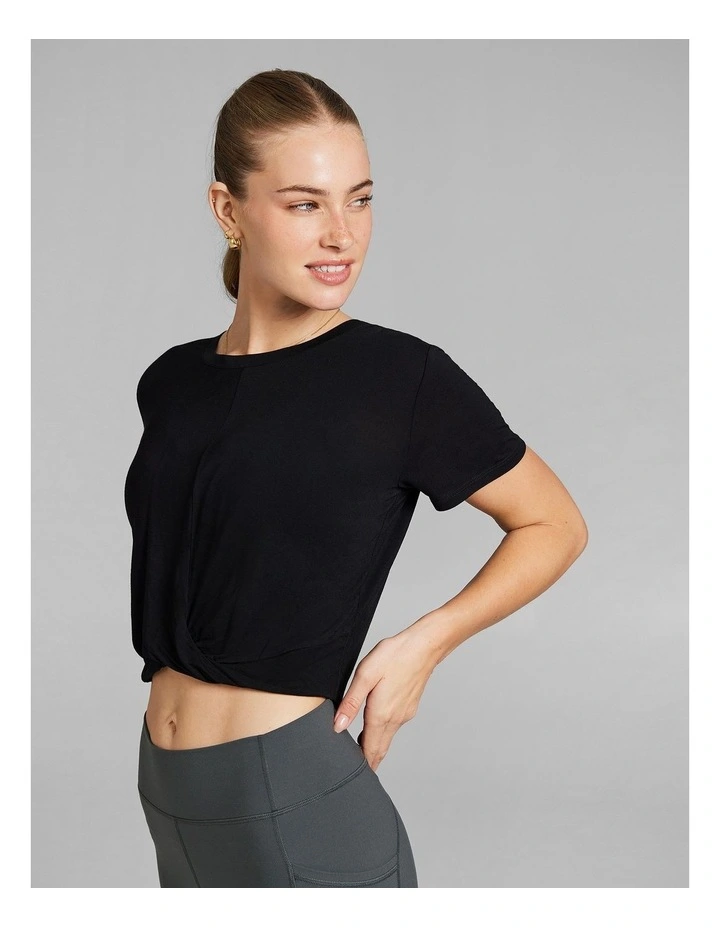 Twist Front Tee in Black image 3