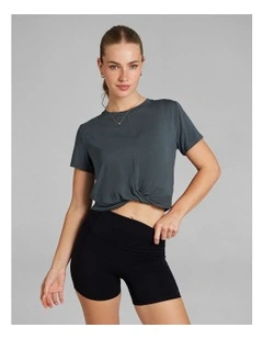 Twist Front Tee in Dark Khaki