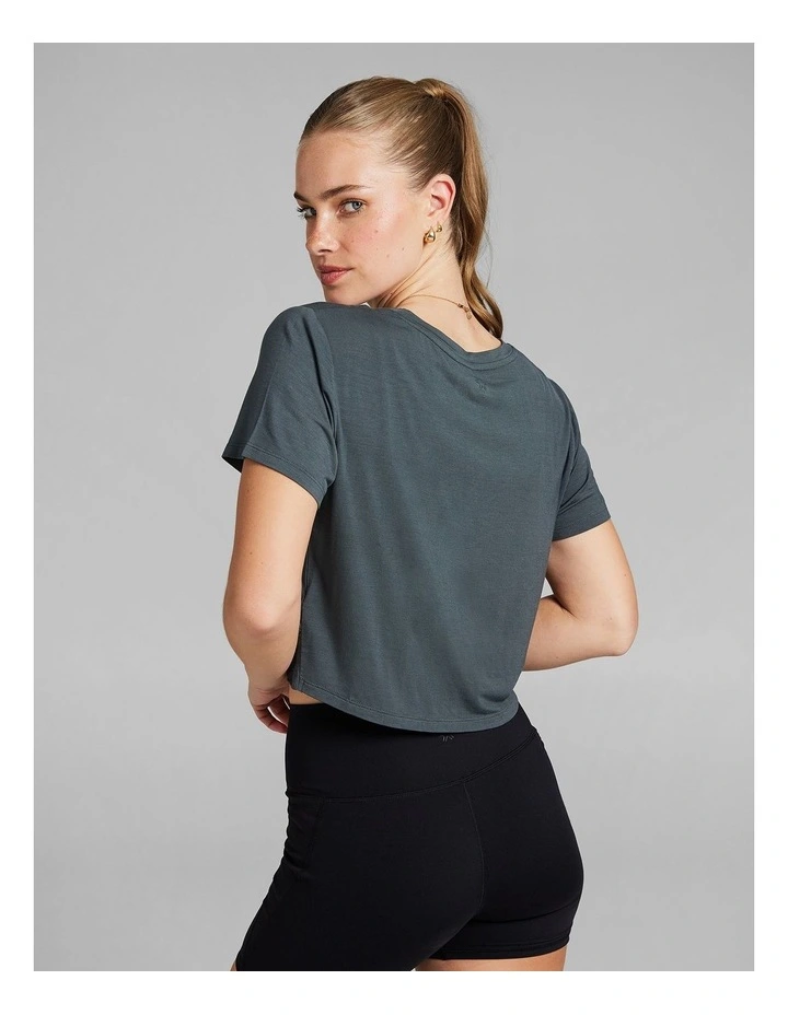 Twist Front Tee in Dark Khaki image 2