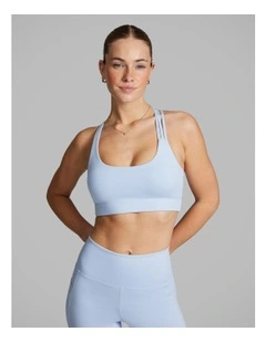 Asymmetrical Strap Medium Impact Sports Bra in Blue