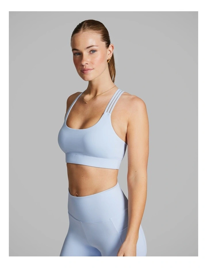 Asymmetrical Strap Medium Impact Sports Bra in Blue image 2