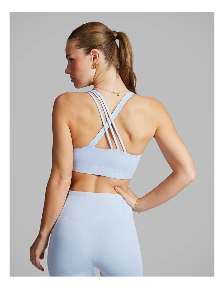 Asymmetrical Strap Medium Impact Sports Bra in Blue image 3