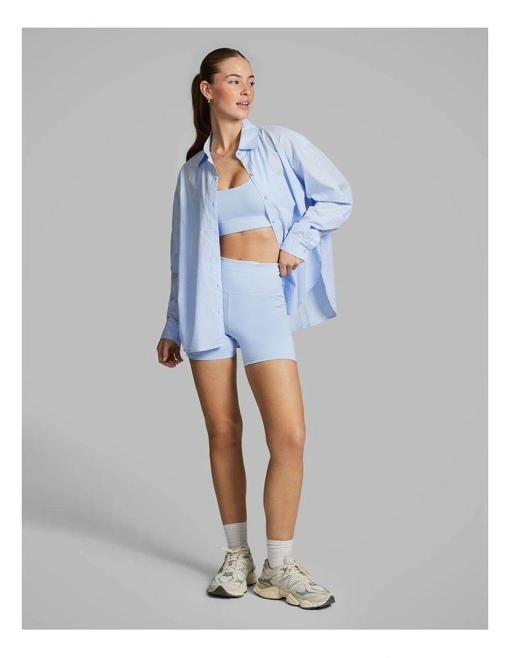 Asymmetrical Strap Medium Impact Sports Bra in Blue image 4