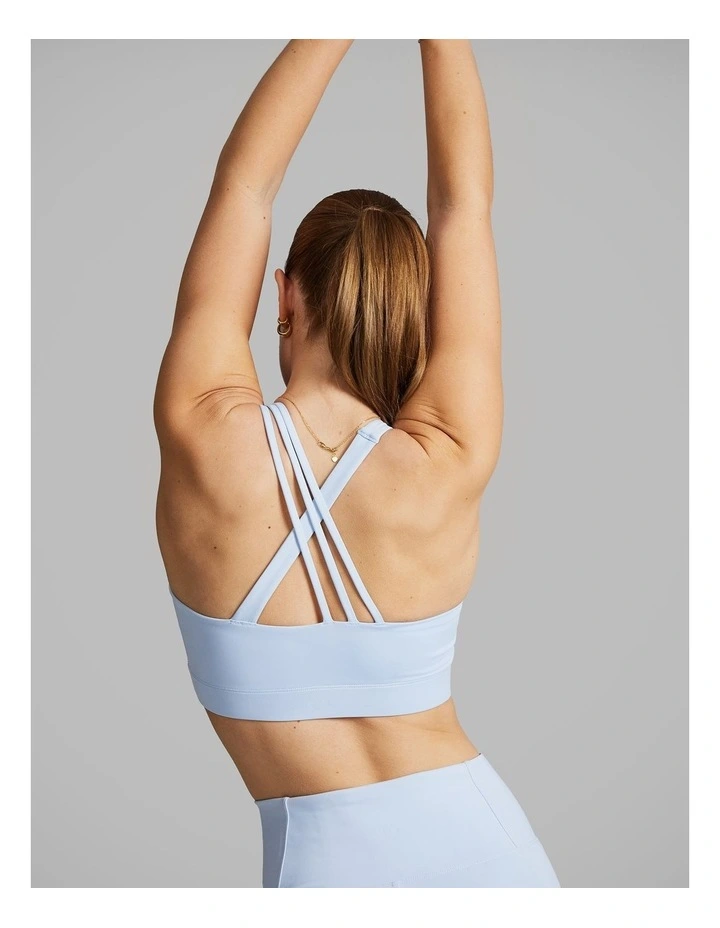 Asymmetrical Strap Medium Impact Sports Bra in Blue image 5