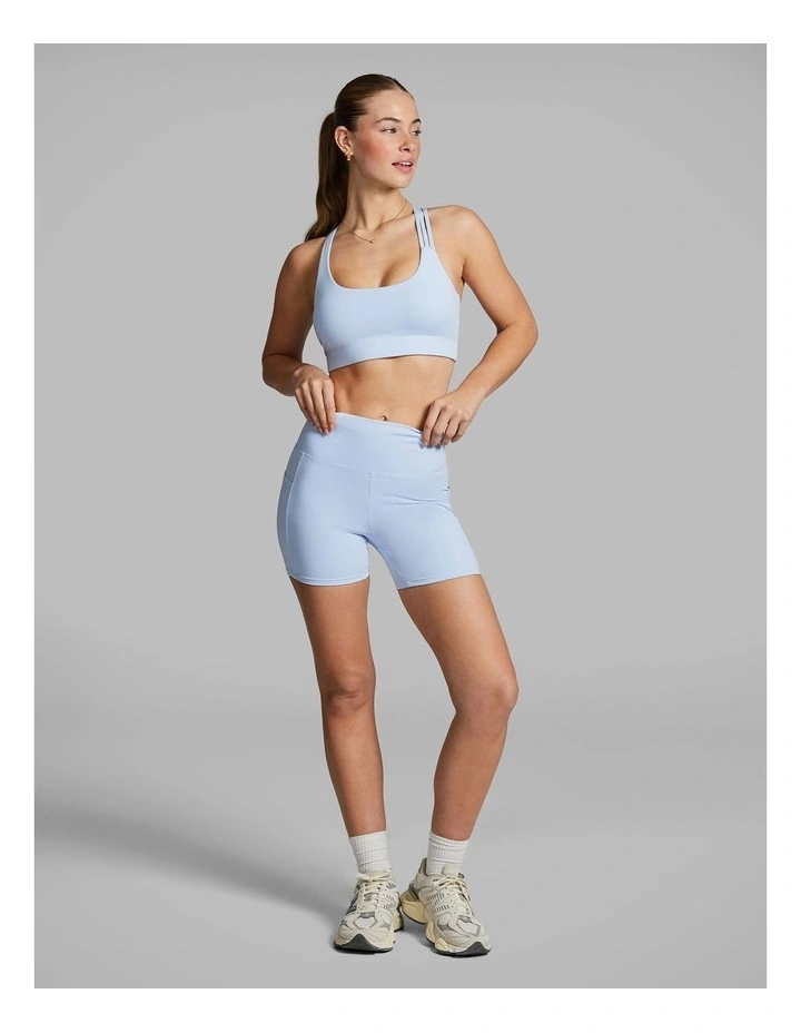 Asymmetrical Strap Medium Impact Sports Bra in Blue image 6