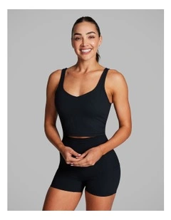 Luxesoft Rib Longline Sports Bra in Black