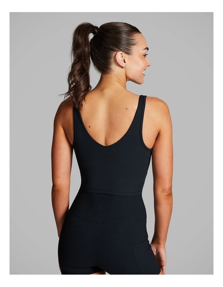Luxesoft Rib Longline Sports Bra in Black image 2