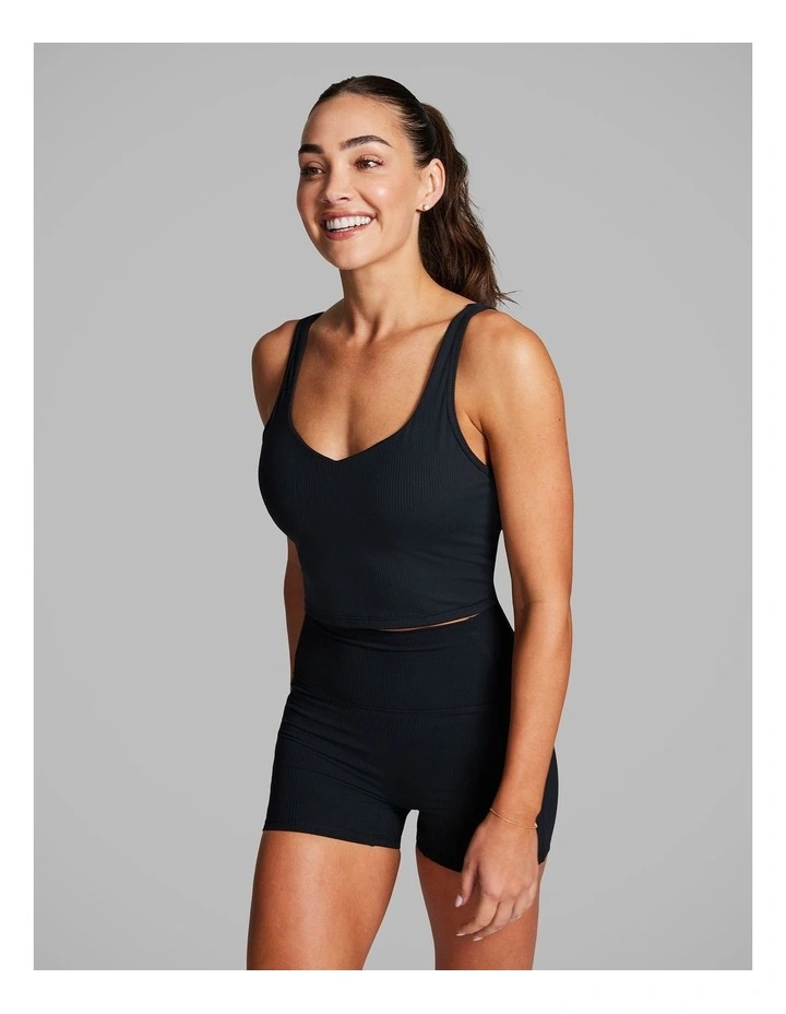 Luxesoft Rib Longline Sports Bra in Black image 3