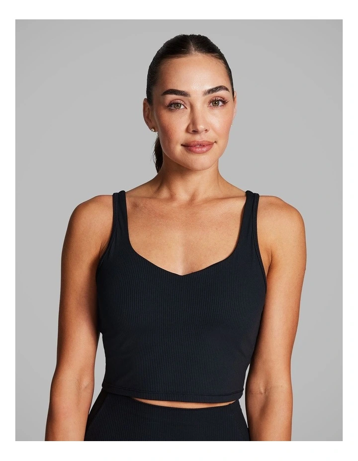 Luxesoft Rib Longline Sports Bra in Black image 4