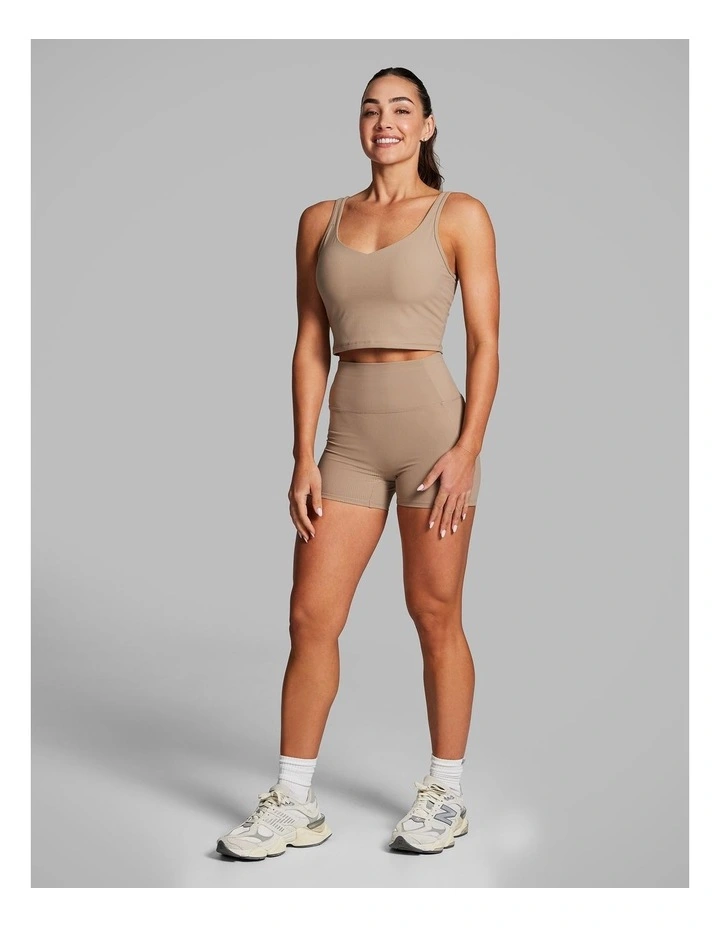 Luxesoft Rib Longline Sports Bra in Caramel image 5