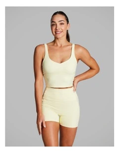 Luxesoft Rib Longline Sports Bra in Yellow