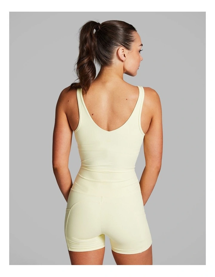 Luxesoft Rib Longline Sports Bra in Yellow image 2