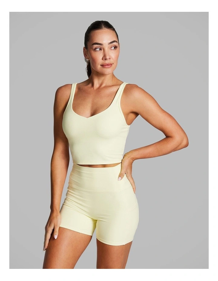 Luxesoft Rib Longline Sports Bra in Yellow image 3