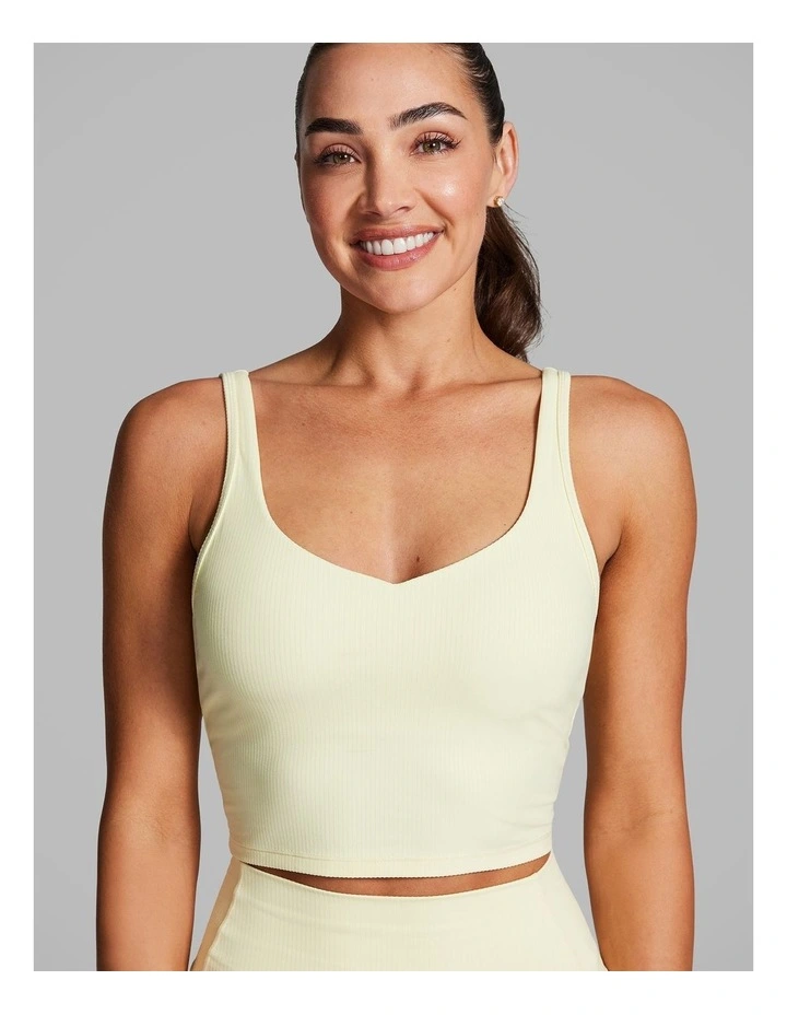 Luxesoft Rib Longline Sports Bra in Yellow image 4