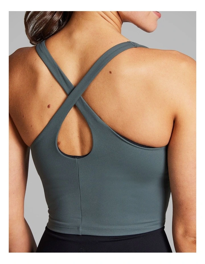 Layered Longline Low Impact Sports Bra in Khaki image 4