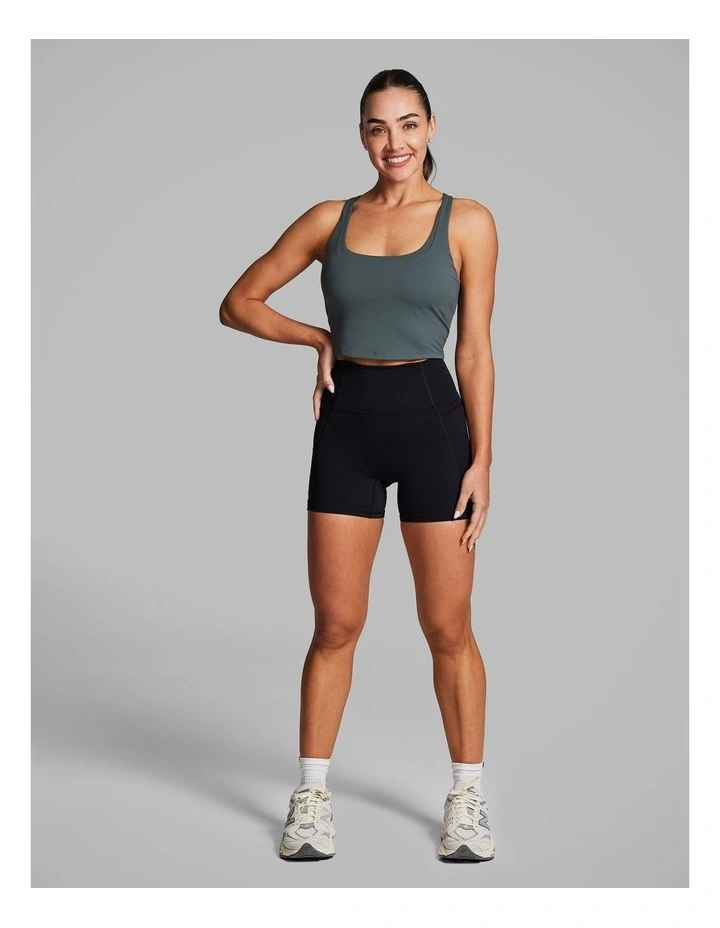 Layered Longline Low Impact Sports Bra in Khaki image 6