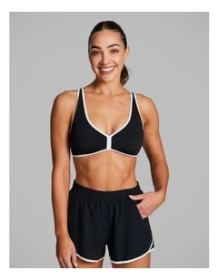 Twist Back Low Impact Sports Bra in Black/White