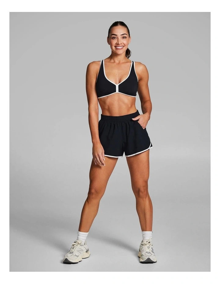 Twist Back Low Impact Sports Bra in Black/White image 6