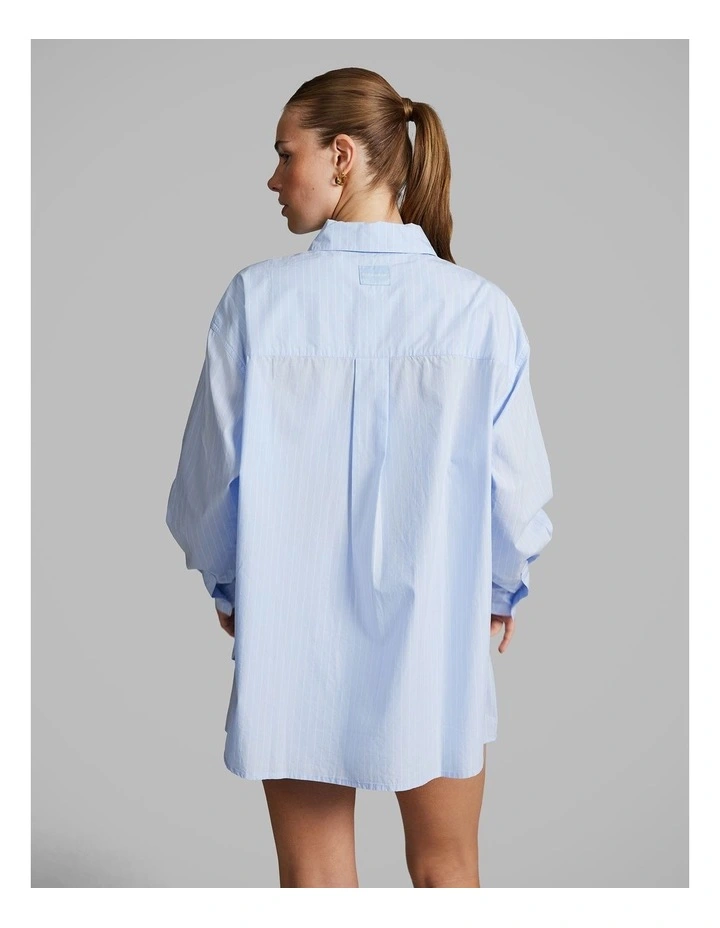 Cotton Stripe Shirt in Blue image 3