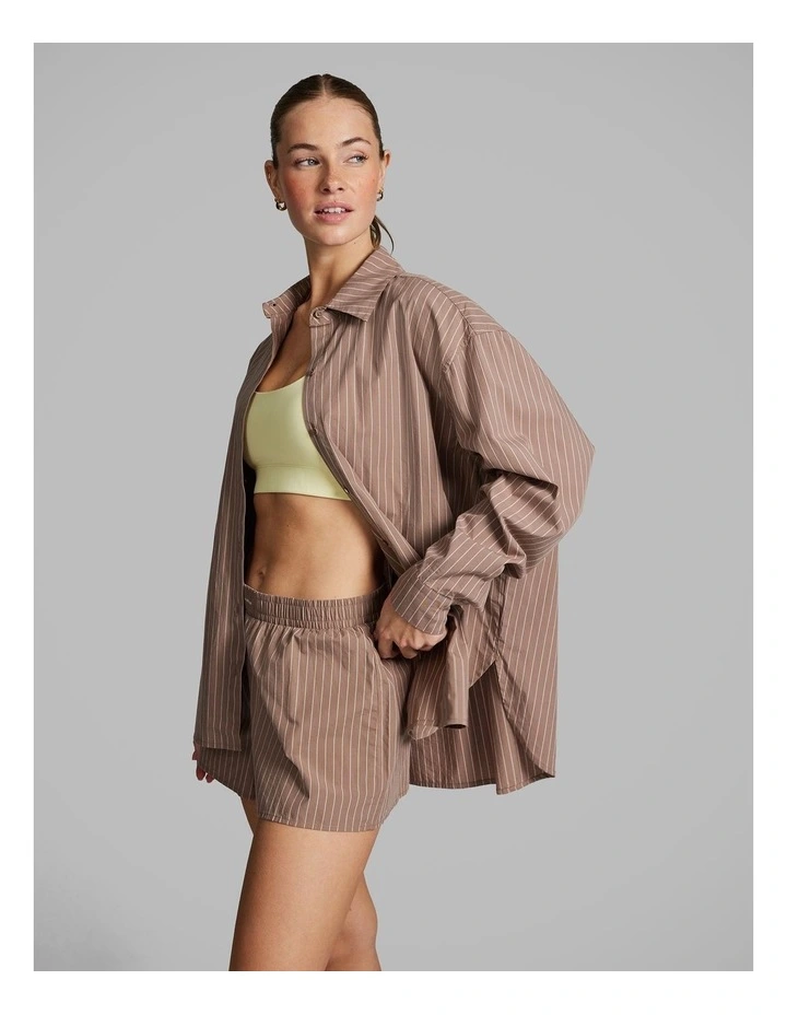 Cotton Stripe Shirt in Caramel image 2