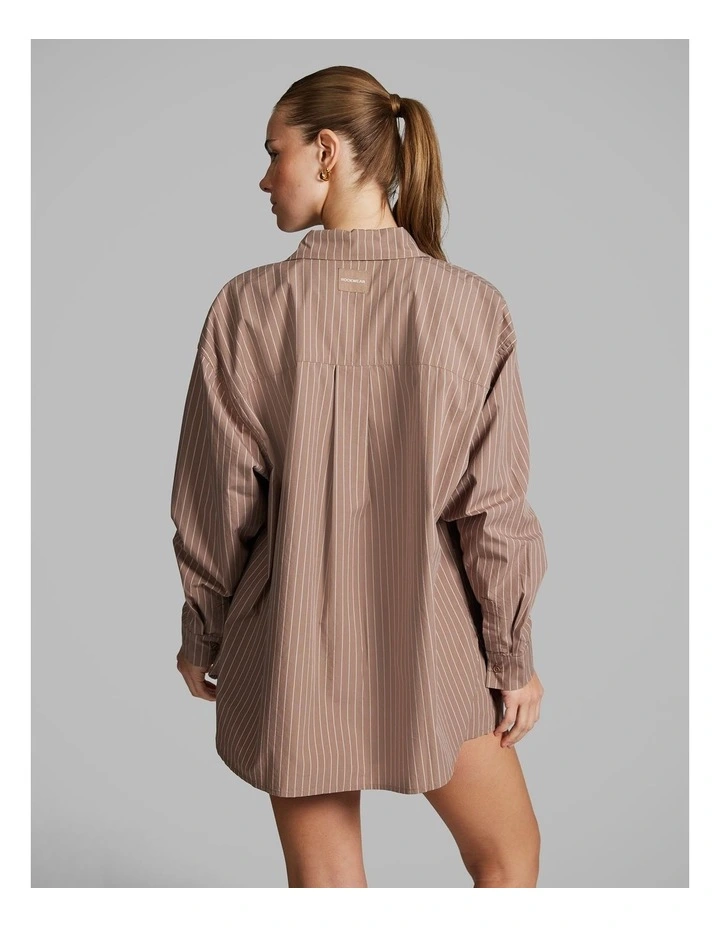 Cotton Stripe Shirt in Caramel image 3