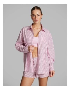 Cotton Stripe Shirt in Rosewater