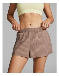 Cotton Stripe Shorts in Caramel