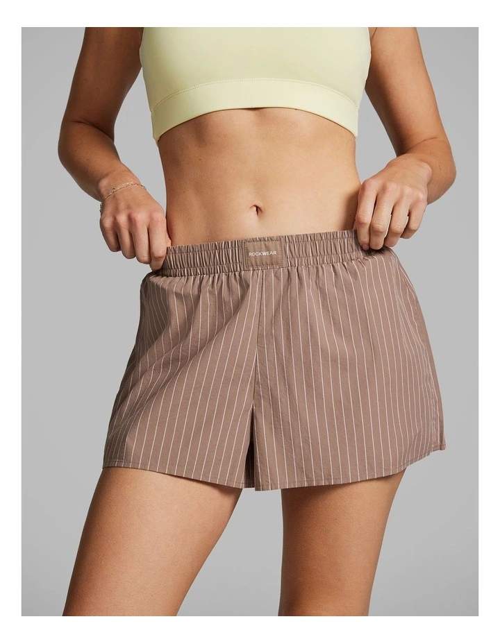 Cotton Stripe Shorts in Caramel image 1