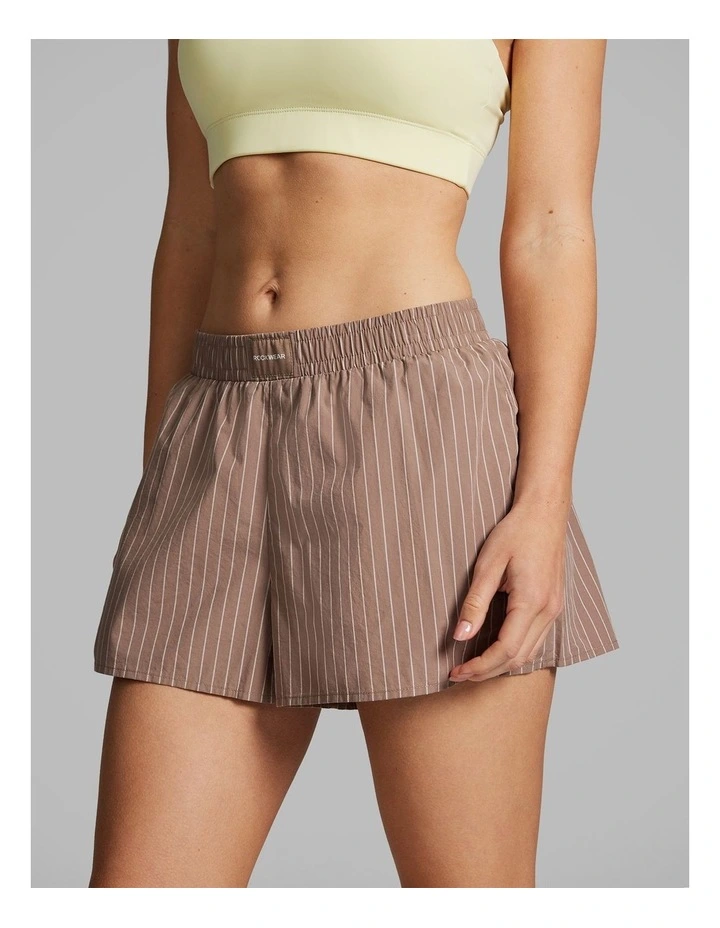 Cotton Stripe Shorts in Caramel image 2