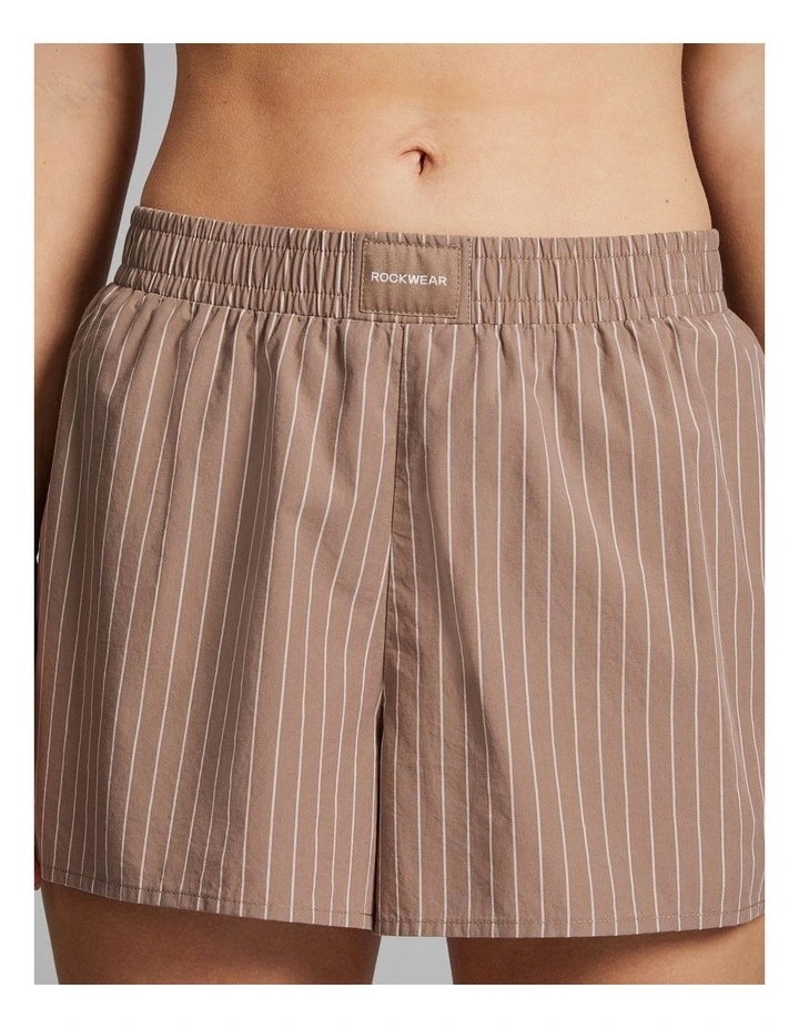 Cotton Stripe Shorts in Caramel image 4