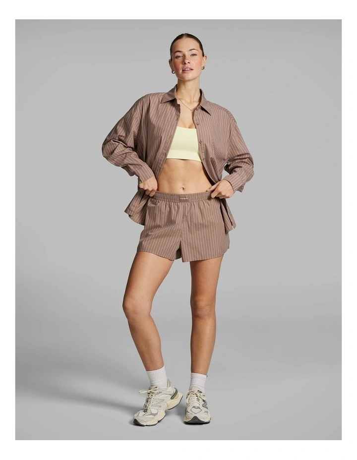 Cotton Stripe Shorts in Caramel image 5