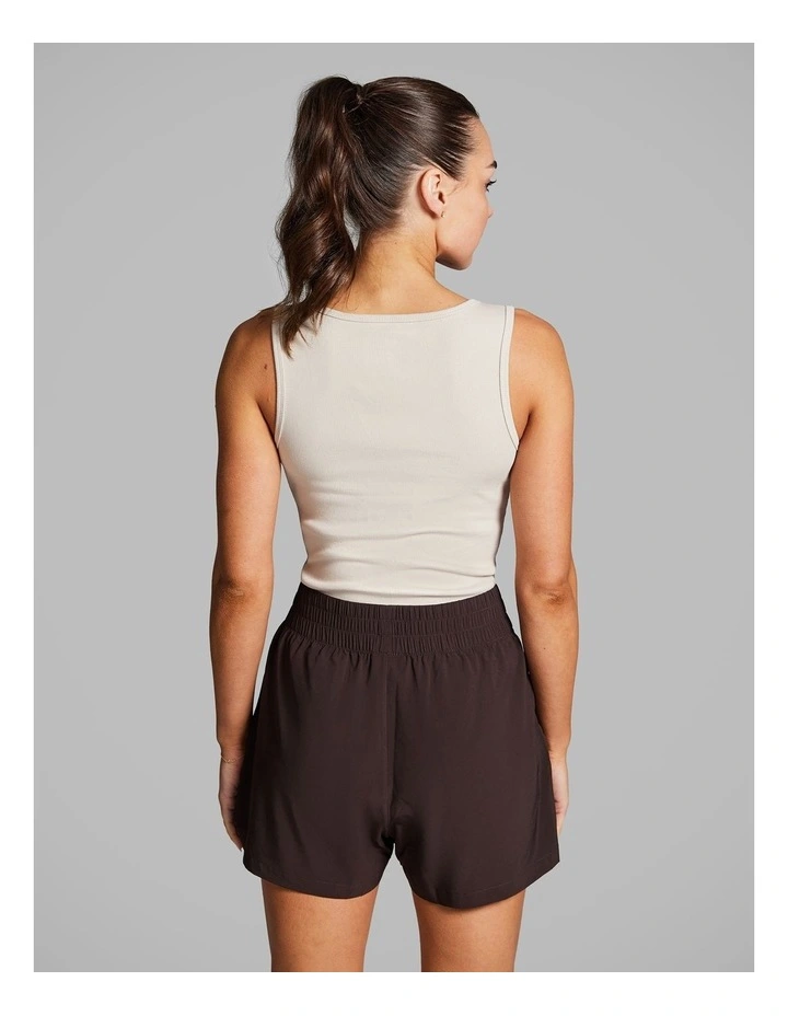 V Neck Rib Tank in Vanilla image 2