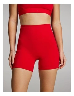 Gym And Swim Mid Thigh Bike Shorts in Red