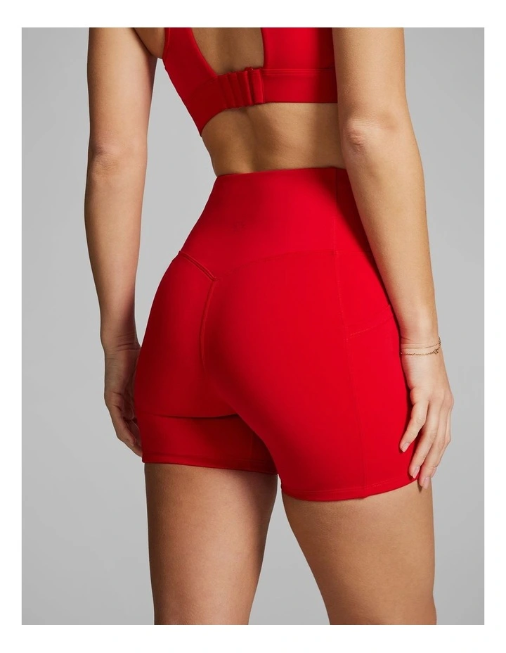 Gym And Swim Mid Thigh Bike Shorts in Red image 3