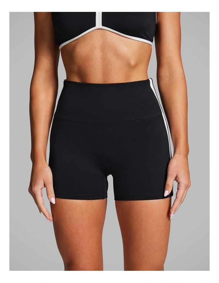 Blocked Longline Booty Shorts in Black/White image 1