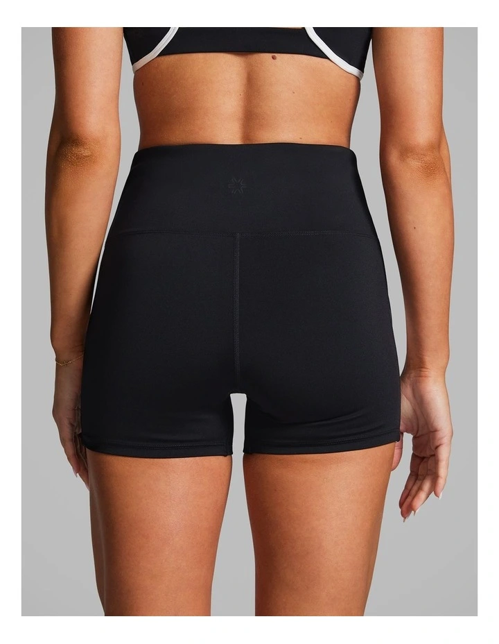 Blocked Longline Booty Shorts in Black/White image 2