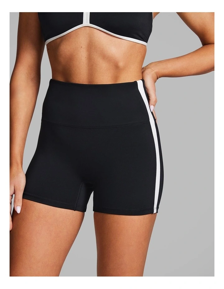 Blocked Longline Booty Shorts in Black/White image 3