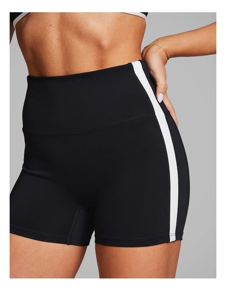 Blocked Longline Booty Shorts in Black/White image 4