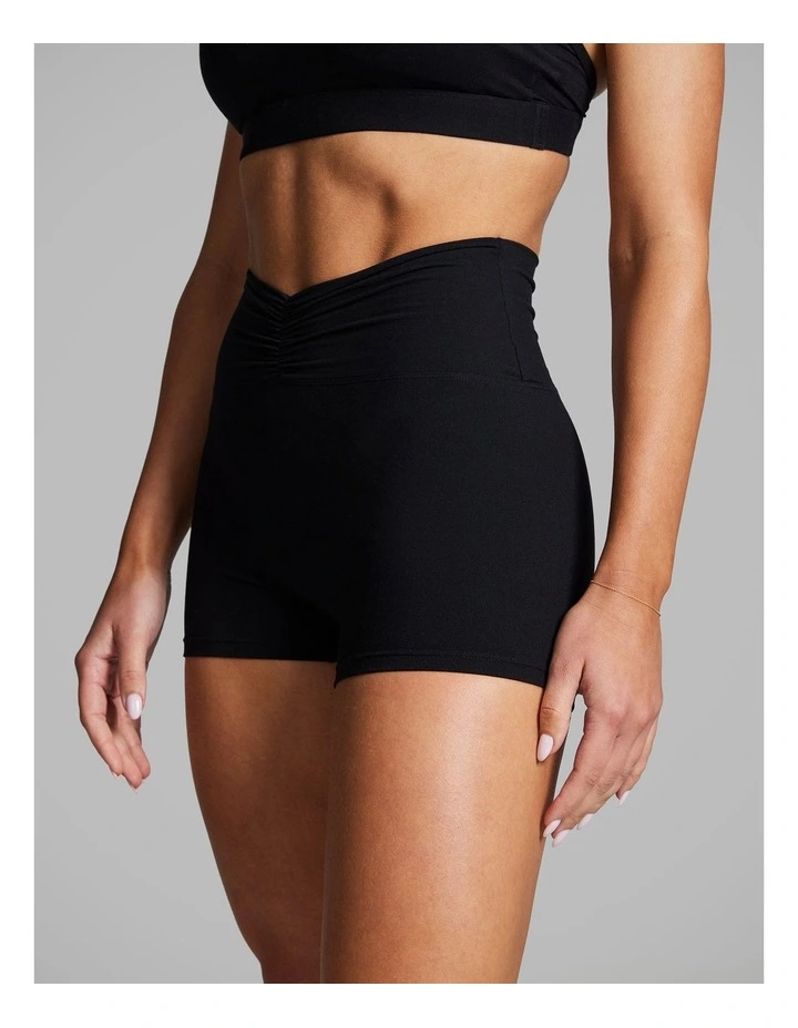 Luxesoft Ruched Front Booty Shorts in Black image 3