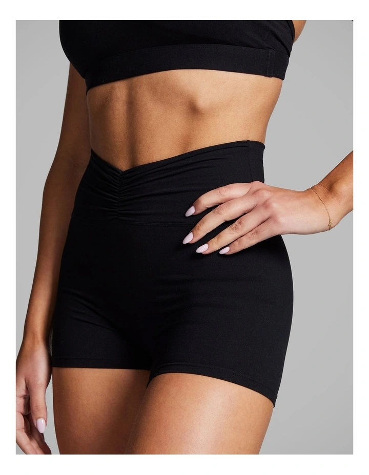Luxesoft Ruched Front Booty Shorts in Black image 4