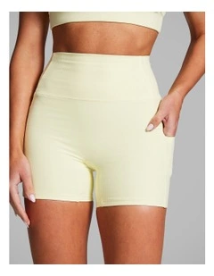 Rib Luxesoft Mid Thigh Bike Shorts in Sunflower