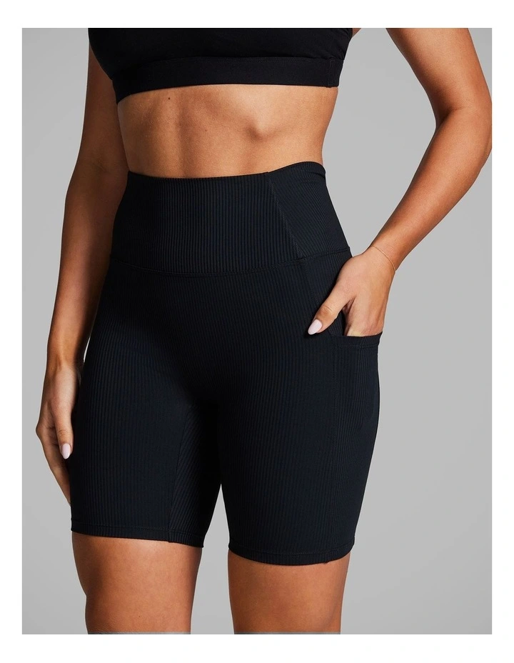 Luxesoft Rib Quad Bike Shorts in Black image 3