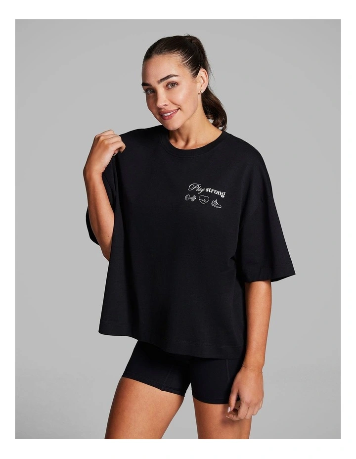 Oversize Boxy Tee in Black image 3
