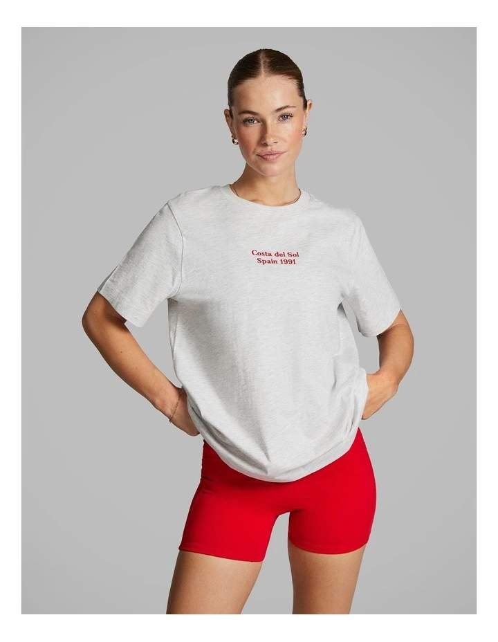 Graphic Tee in Light Grey Marle image 1