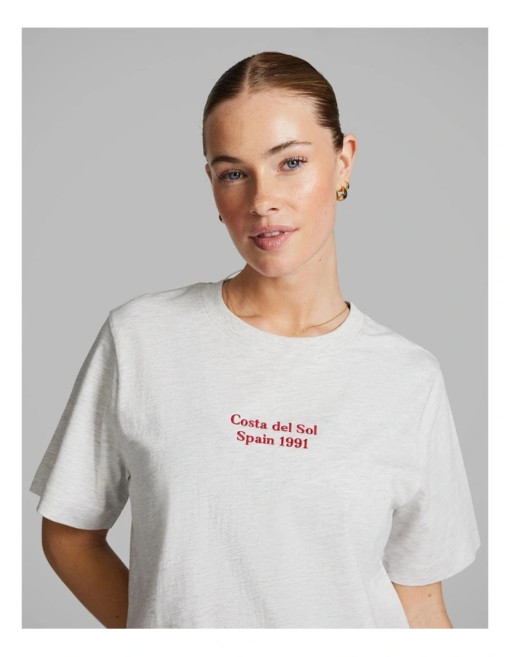 Graphic Tee in Light Grey Marle image 4