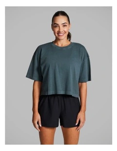 Boxy Hip Length Tee in Dark Khaki