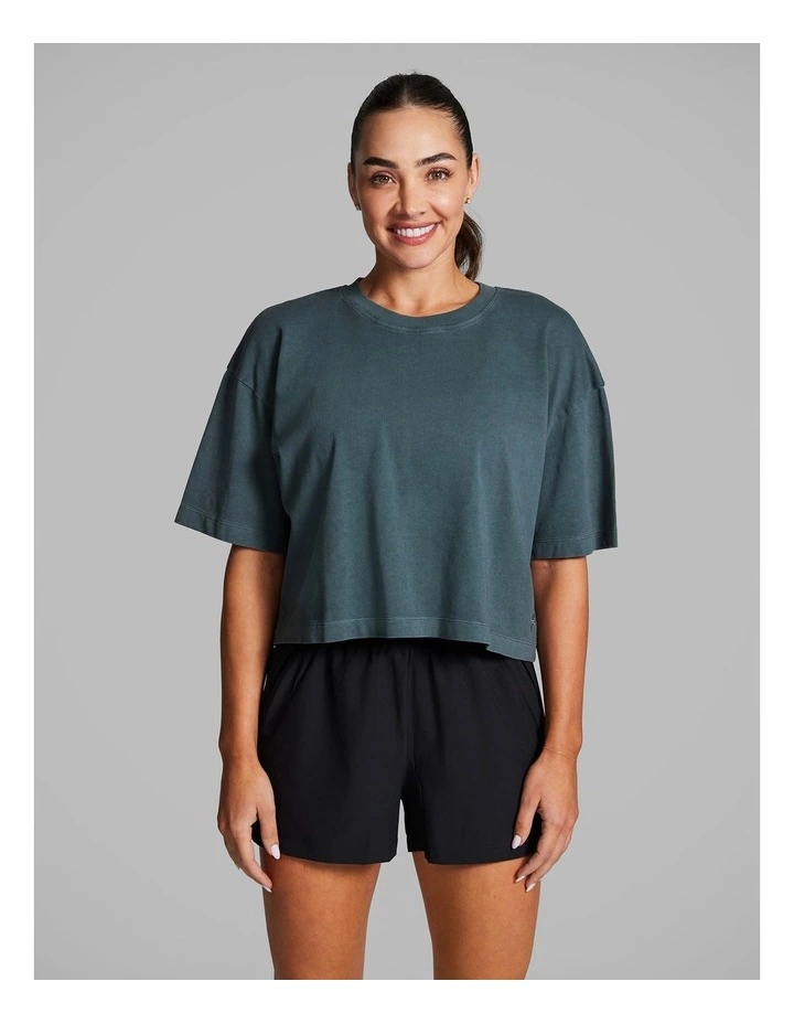 Boxy Hip Length Tee in Dark Khaki image 1