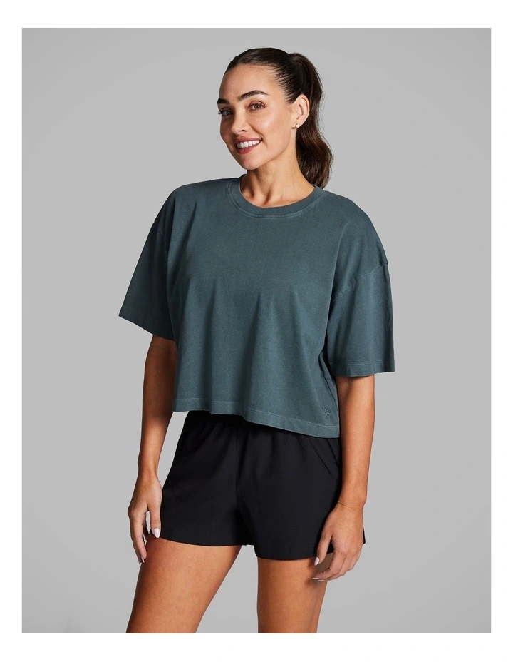 Boxy Hip Length Tee in Dark Khaki image 3