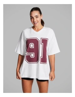 Oversize Sports Jersey Tee in White